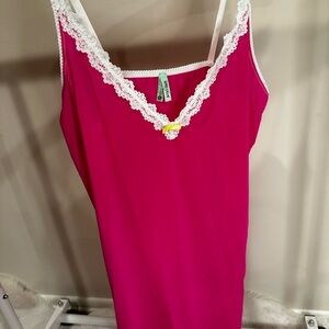 Honeydew Intimates Fuchsia Chemise with White Lace